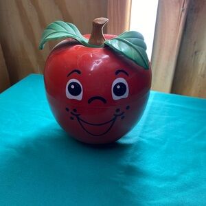 1970’s Fisher Price Red Decorative Apple Accent with Cheerful Face and Leaf